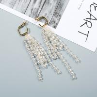 925 Sterling Silver Tassel Earring, with Brass, plated, fashion jewelry & for woman, golden 