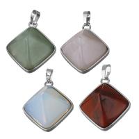 Gemstone Brass Pendants, with Gemstone, silver color plated, fashion jewelry Approx 