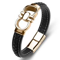 bracelet de cordon en PU , Acier titane, avec cuir PU, unisexe Vendu par PC