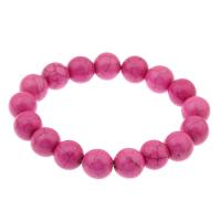 Synthetic Turquoise Bracelet, Round, fashion jewelry & Unisex, bright rosy red, 12mm Approx 7.5 Inch 