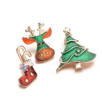 Zinc Alloy Brooch, gold color plated, Christmas Design & three pieces & for woman & enamel & with rhinestone, 29mm,33mm 