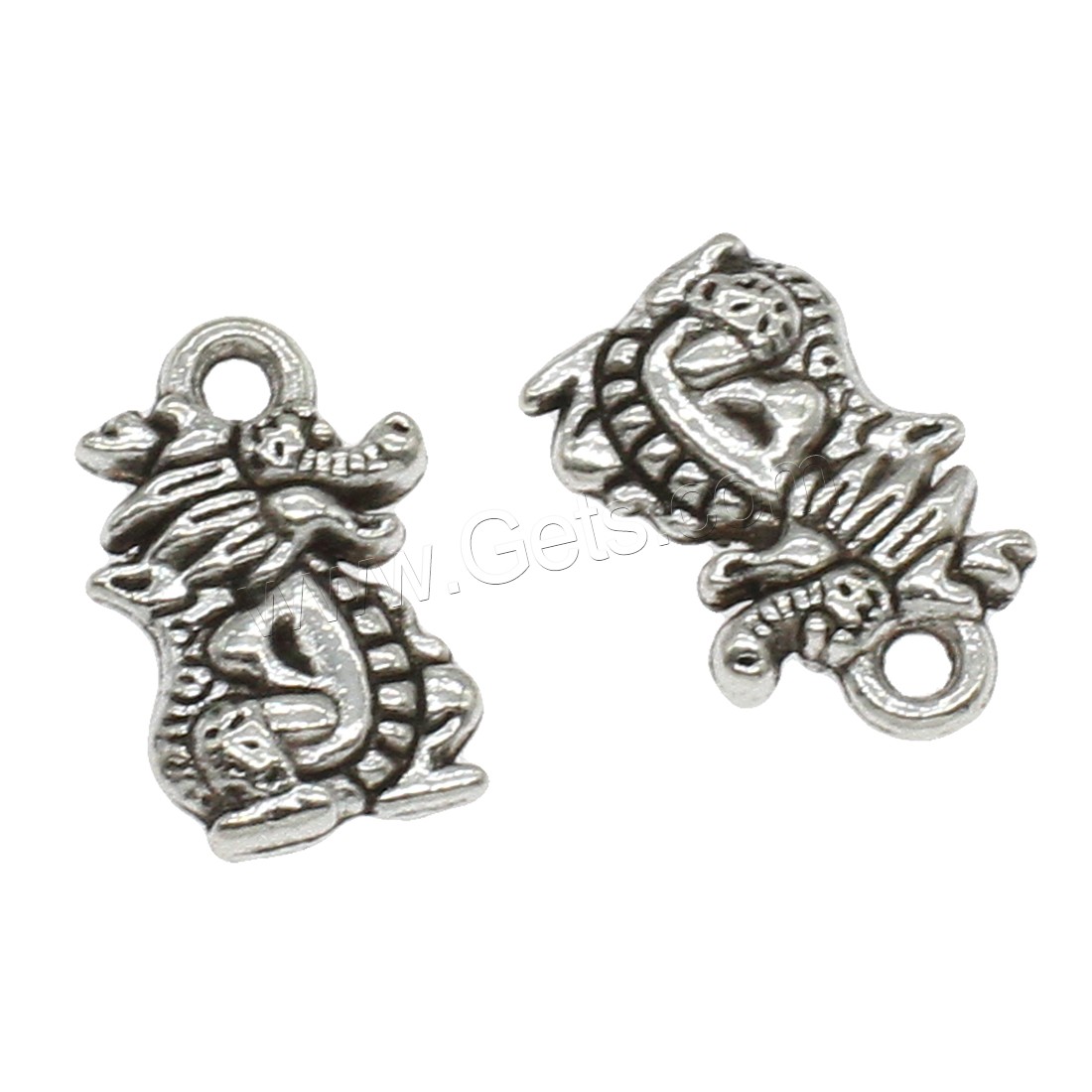 Zinc Alloy Animal Pendants, Dragon, plated, more colors for choice, 9.5x15x3mm, Hole:Approx 1.8mm, Approx 833PCs/KG, Sold By KG