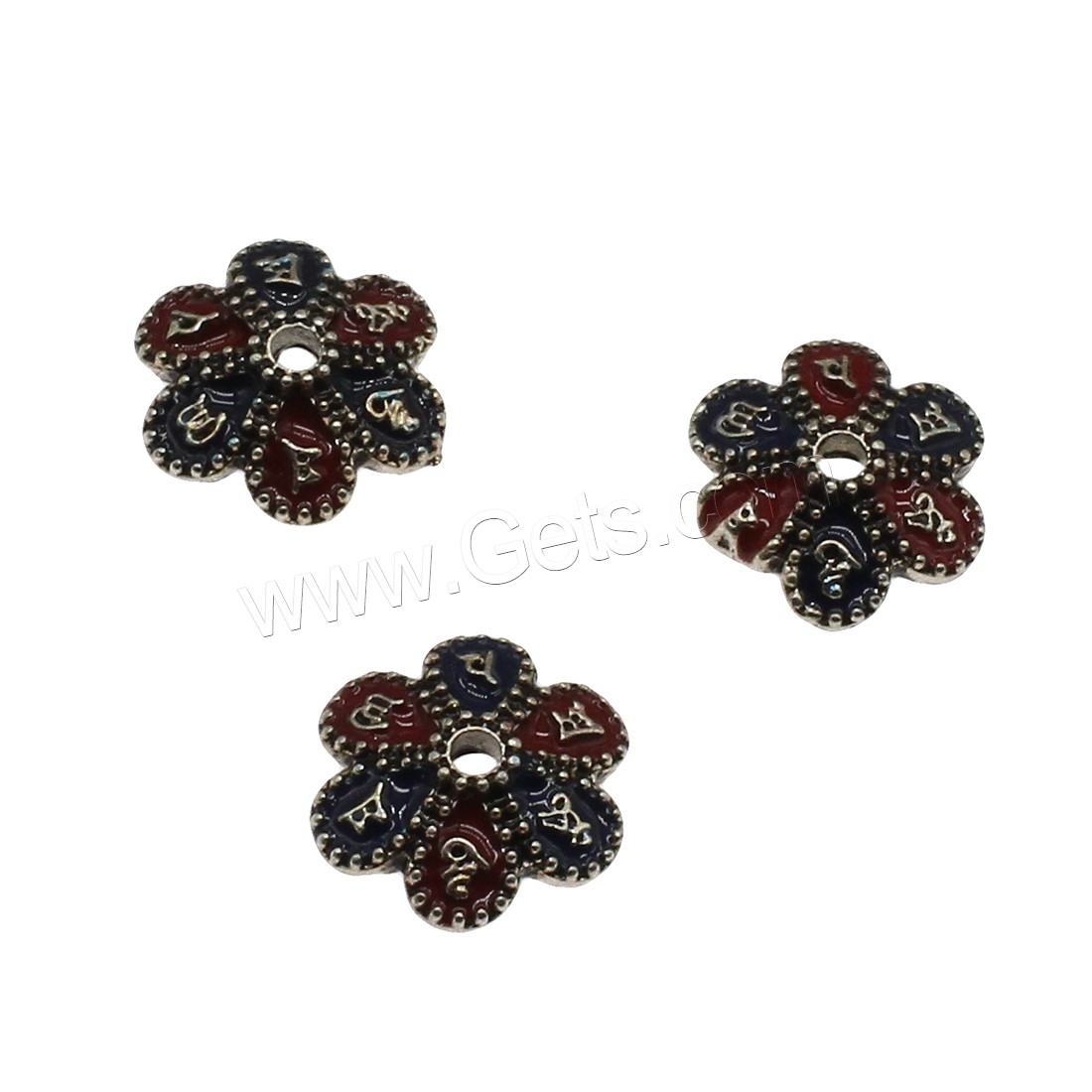 Zinc Alloy Bead Caps, Flower, plated, enamel, more colors for choice, 12.5x3.6mm, Hole:Approx 1.8mm, Approx 1000PCs/KG, Sold By KG