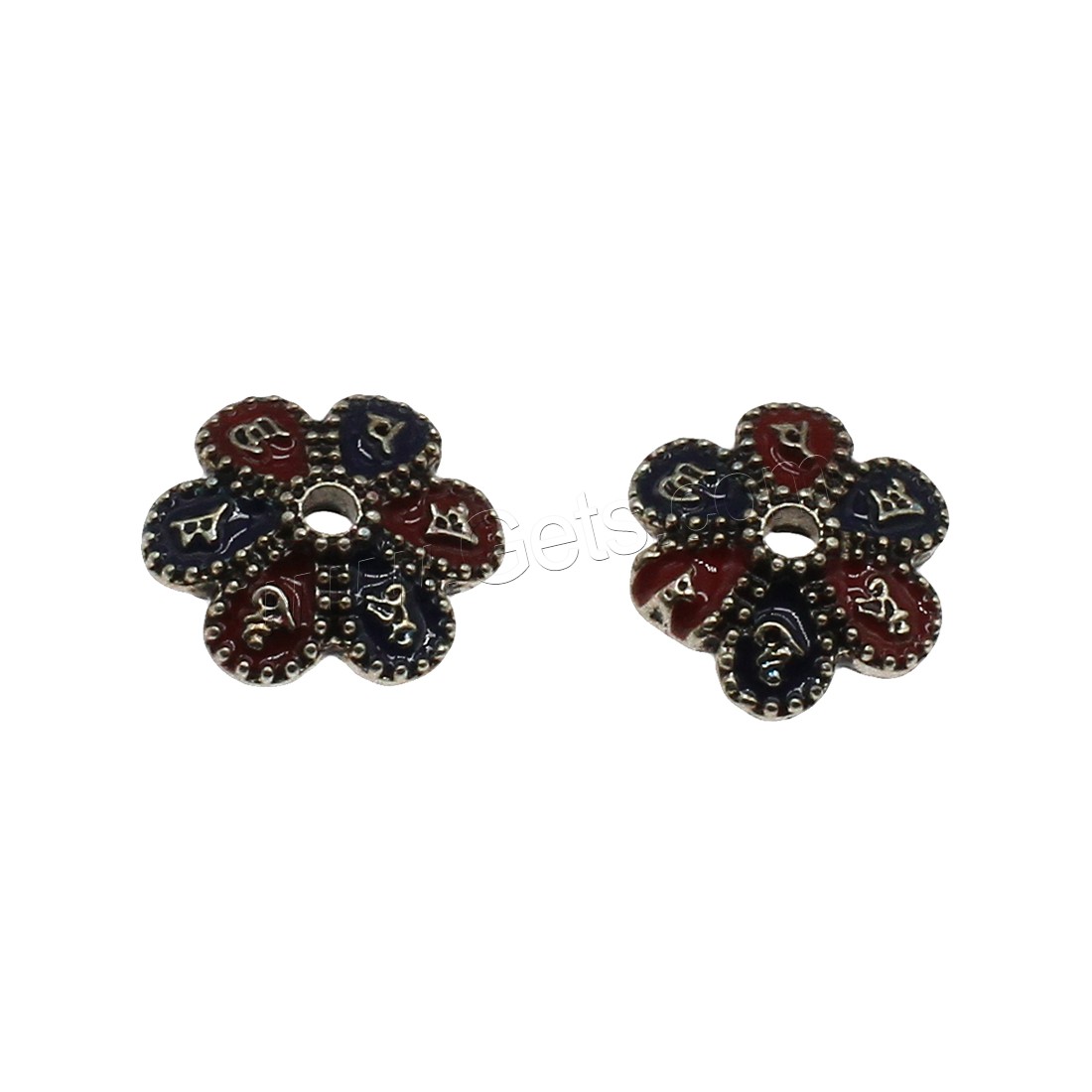 Zinc Alloy Bead Caps, Flower, plated, enamel, more colors for choice, 12.5x3.6mm, Hole:Approx 1.8mm, Approx 1000PCs/KG, Sold By KG
