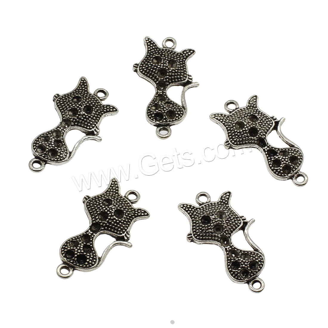 Animal Zinc Alloy Connector, Cat, plated, 1/1 loop, more colors for choice, 19.5x33x3.5mm, Hole:Approx 2mm, Approx 294PCs/KG, Sold By KG
