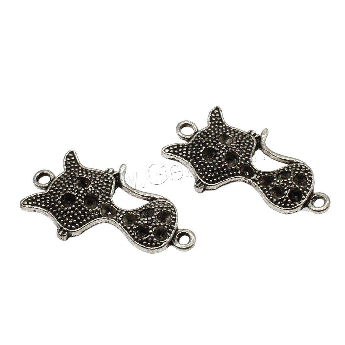 Animal Zinc Alloy Connector, Cat, plated, 1/1 loop, more colors for choice, 19.5x33x3.5mm, Hole:Approx 2mm, Approx 294PCs/KG, Sold By KG
