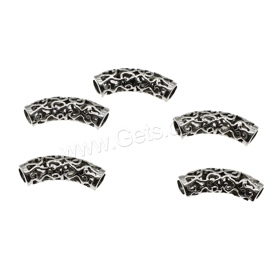Zinc Alloy Curved Tube Beads, plated, more colors for choice, 10x25.5mm, Hole:Approx 4mm, Approx 400PCs/KG, Sold By KG