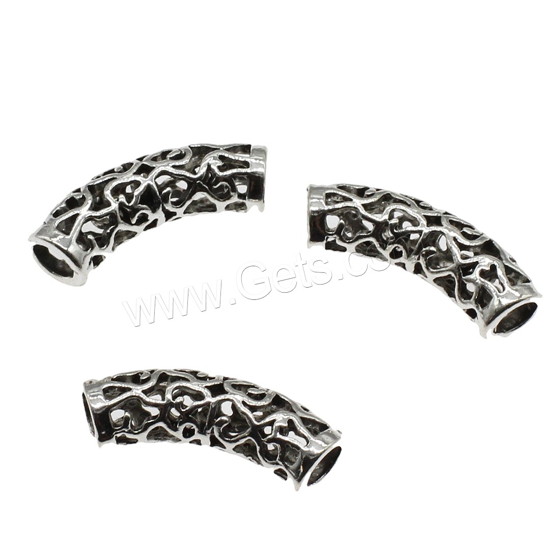 Zinc Alloy Curved Tube Beads, plated, more colors for choice, 10x25.5mm, Hole:Approx 4mm, Approx 400PCs/KG, Sold By KG