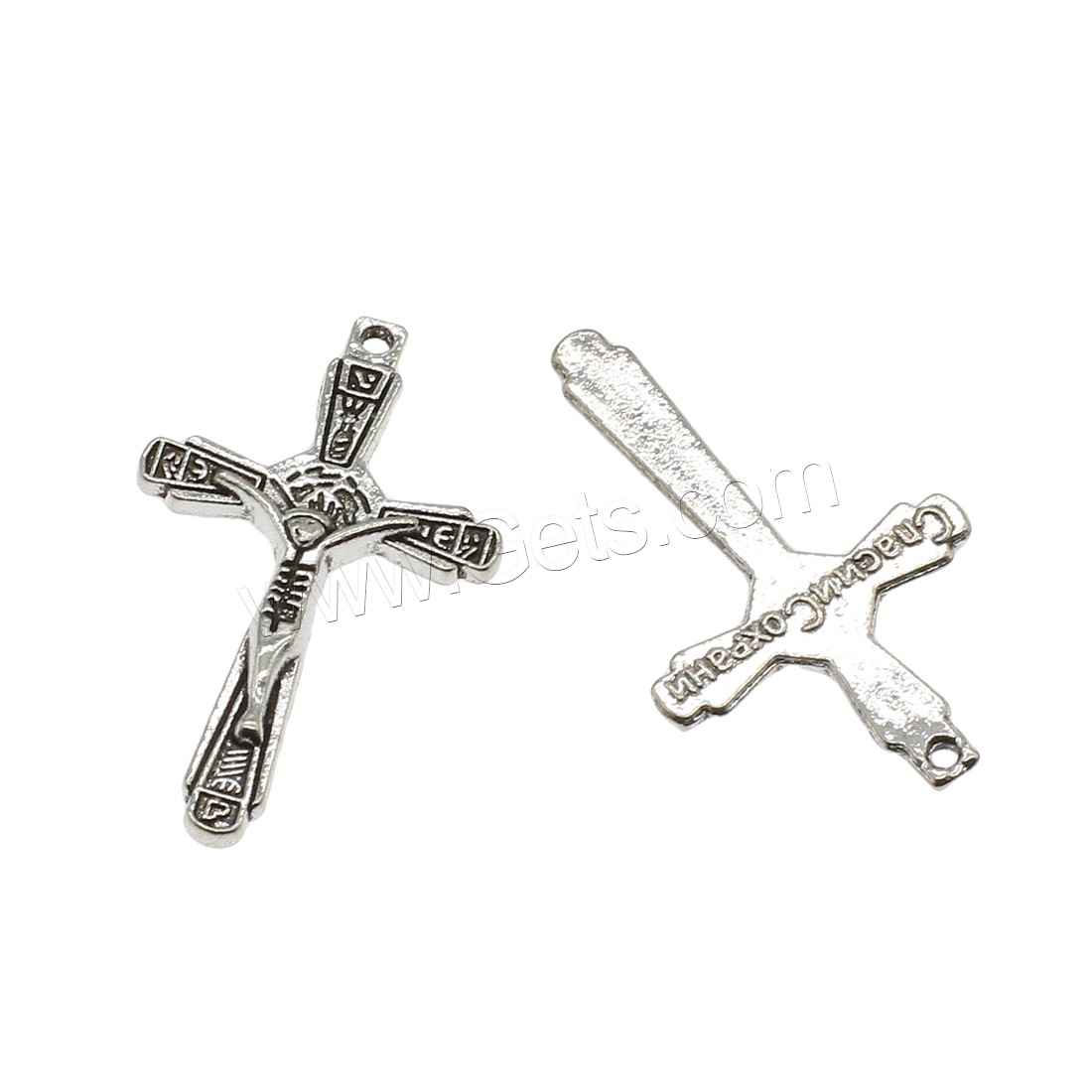 Pendentifs croix en alliage de zinc  , Crucifix, Placage, plus de couleurs à choisir, 20x35x3mm, Trou:Environ 1.4mm, Environ 500PC/kg, Vendu par kg