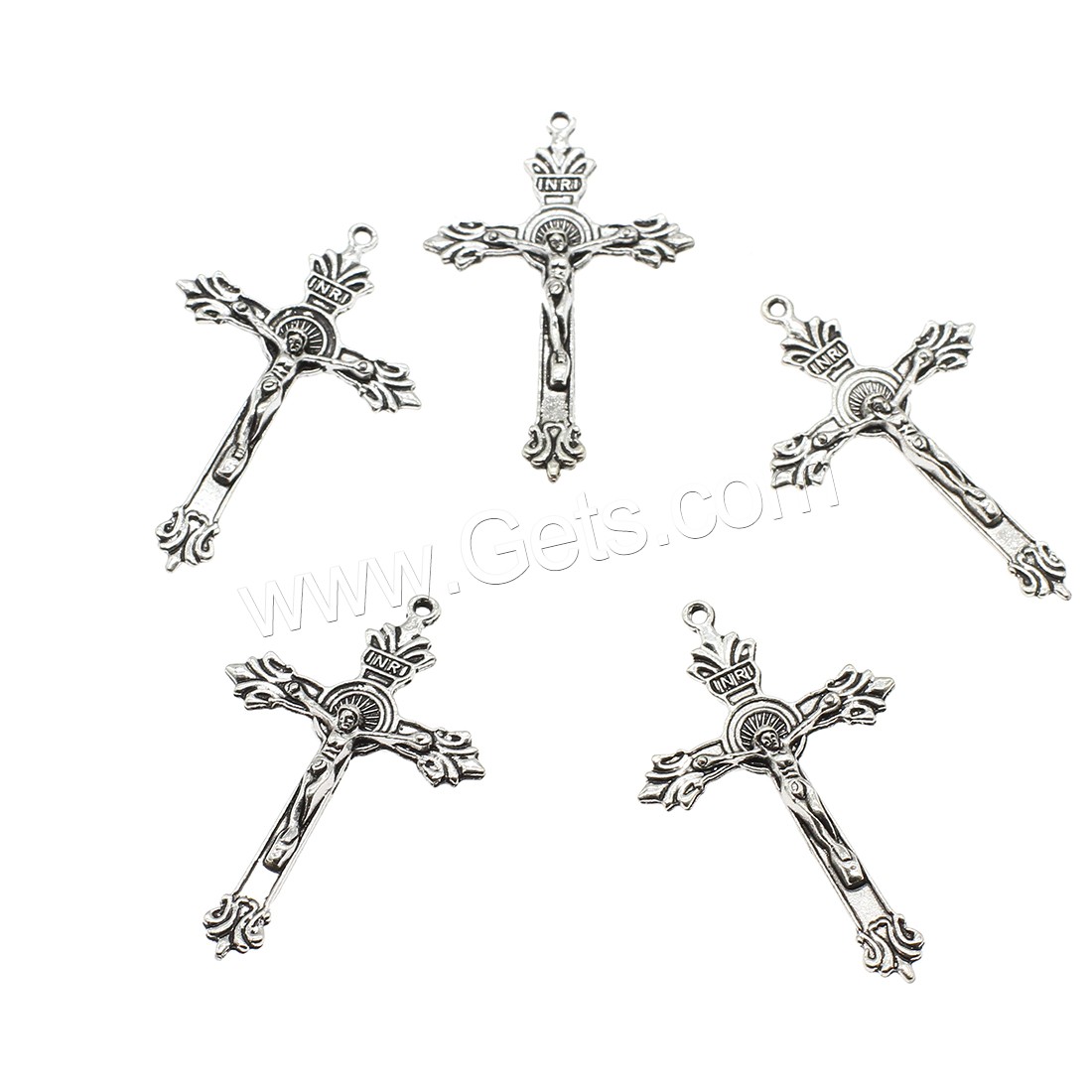 Pendentifs croix en alliage de zinc  , Crucifix, Placage, plus de couleurs à choisir, 30.5x49x5mm, Trou:Environ 1.4mm, Environ 238PC/kg, Vendu par kg