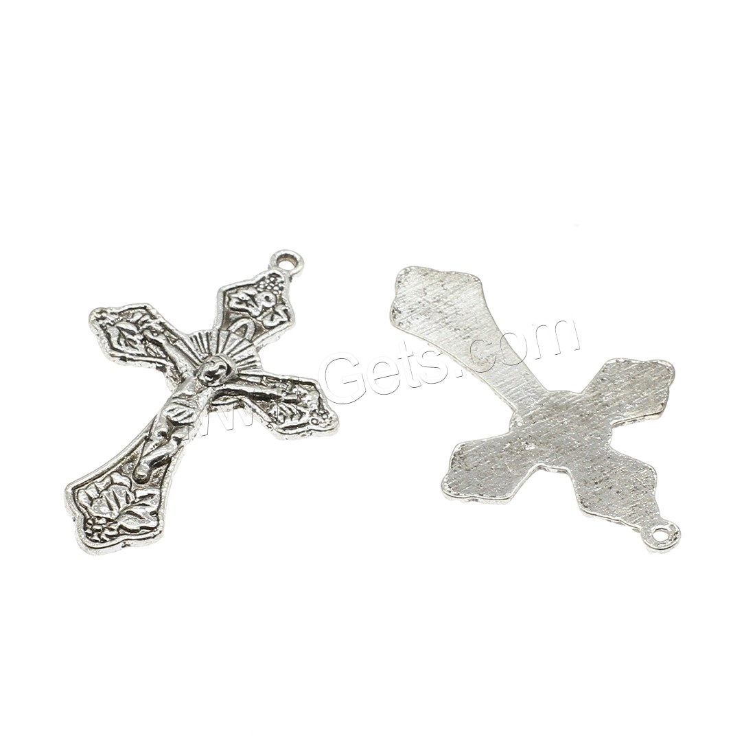 Pendentifs croix en alliage de zinc  , Crucifix, Placage, plus de couleurs à choisir, 31x49x4mm, Trou:Environ 2mm, Environ 238PC/kg, Vendu par kg