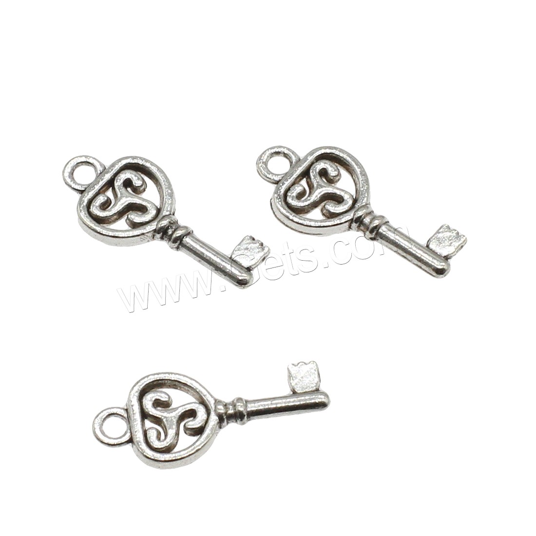 Zinc Alloy Key Pendants, plated, more colors for choice, 9.5x21.5x2.5mm, Hole:Approx 2mm, Approx 1111PCs/KG, Sold By KG