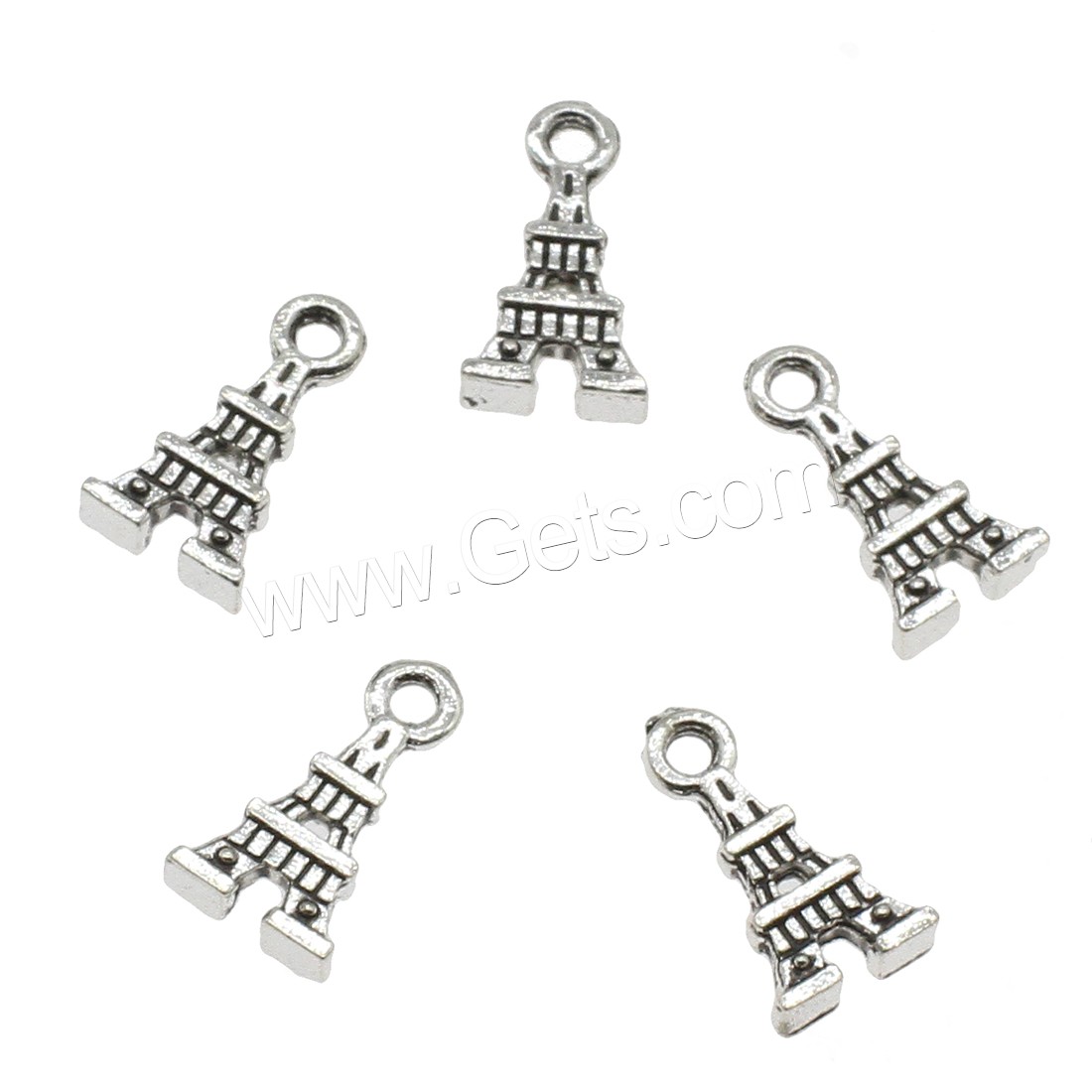Zinc Alloy Building Pendants, Eiffel Tower, plated, more colors for choice, 8.5x16x3mm, Hole:Approx 1.8mm, Approx 1111PCs/KG, Sold By KG