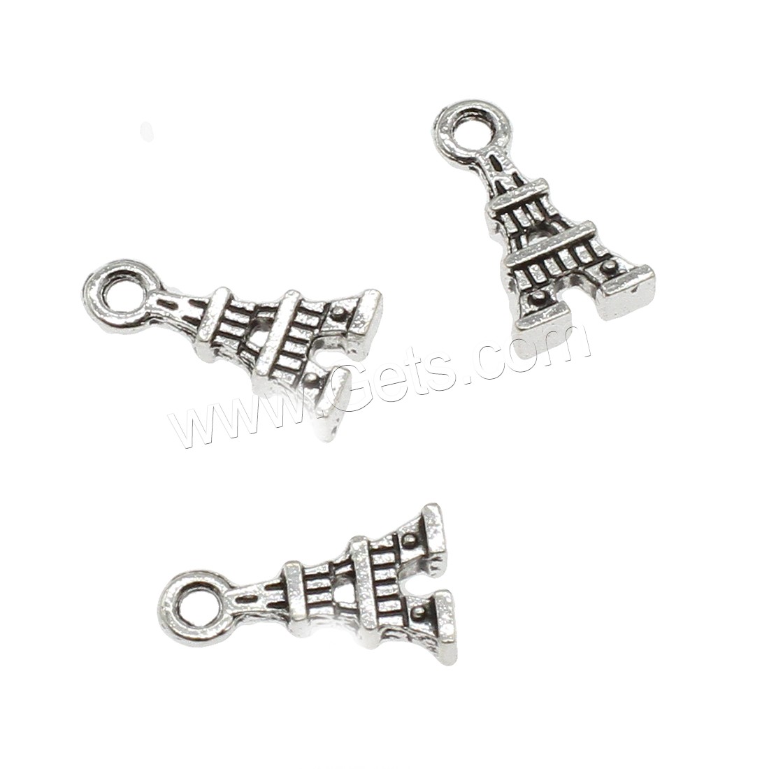 Zinc Alloy Building Pendants, Eiffel Tower, plated, more colors for choice, 8.5x16x3mm, Hole:Approx 1.8mm, Approx 1111PCs/KG, Sold By KG