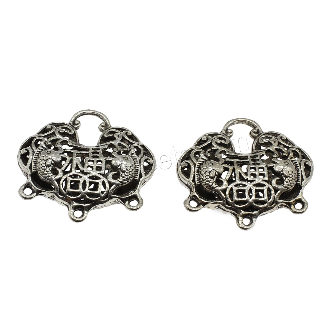 Zinc Alloy Lock Pendants, Longevity Lock, plated, more colors for choice, 41.5x39x12mm, Approx 73PCs/KG, Sold By KG