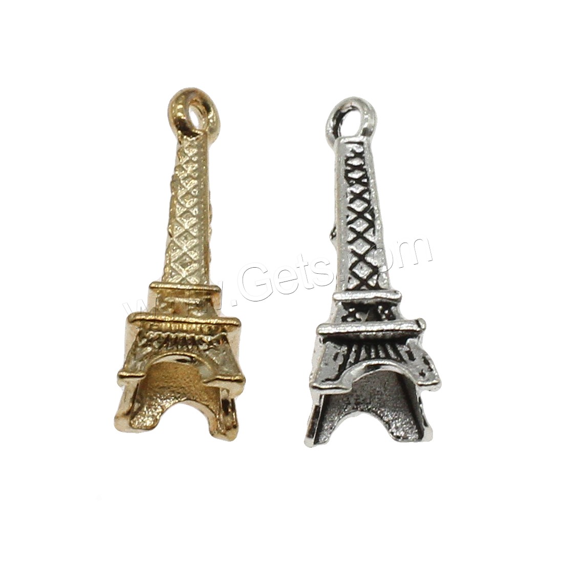 Zinklegierung Gebäude Anhänger, Eiffelturm, plattiert, keine, 8x23.5mm, Bohrung:ca. 1.1mm, ca. 909PCs/kg, verkauft von kg