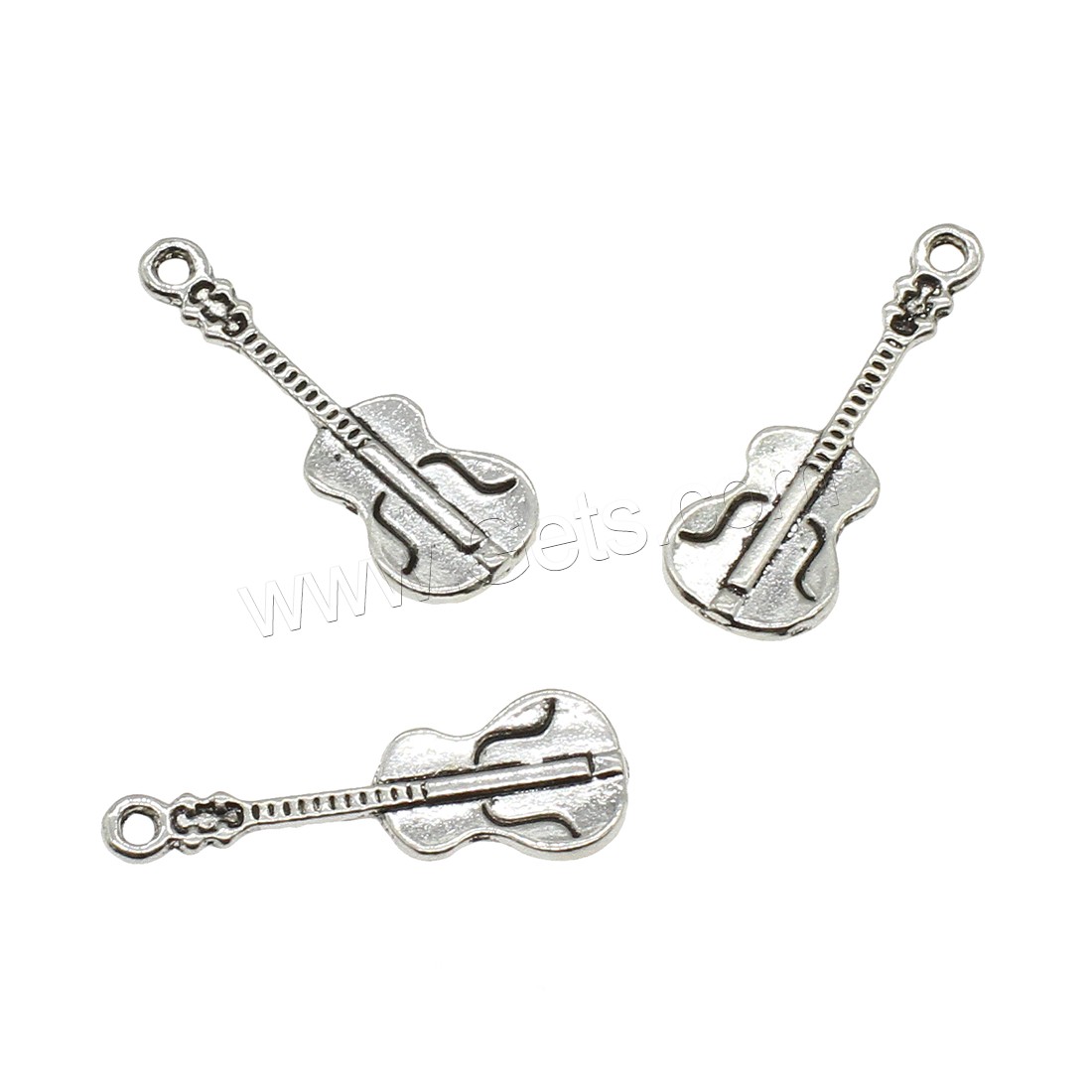 Musical Instrument Shaped Zinc Alloy Pendants, Guitar, plated, more colors for choice, 9x26x1.5mm, Hole:Approx 1.5mm, Approx 833PCs/KG, Sold By KG