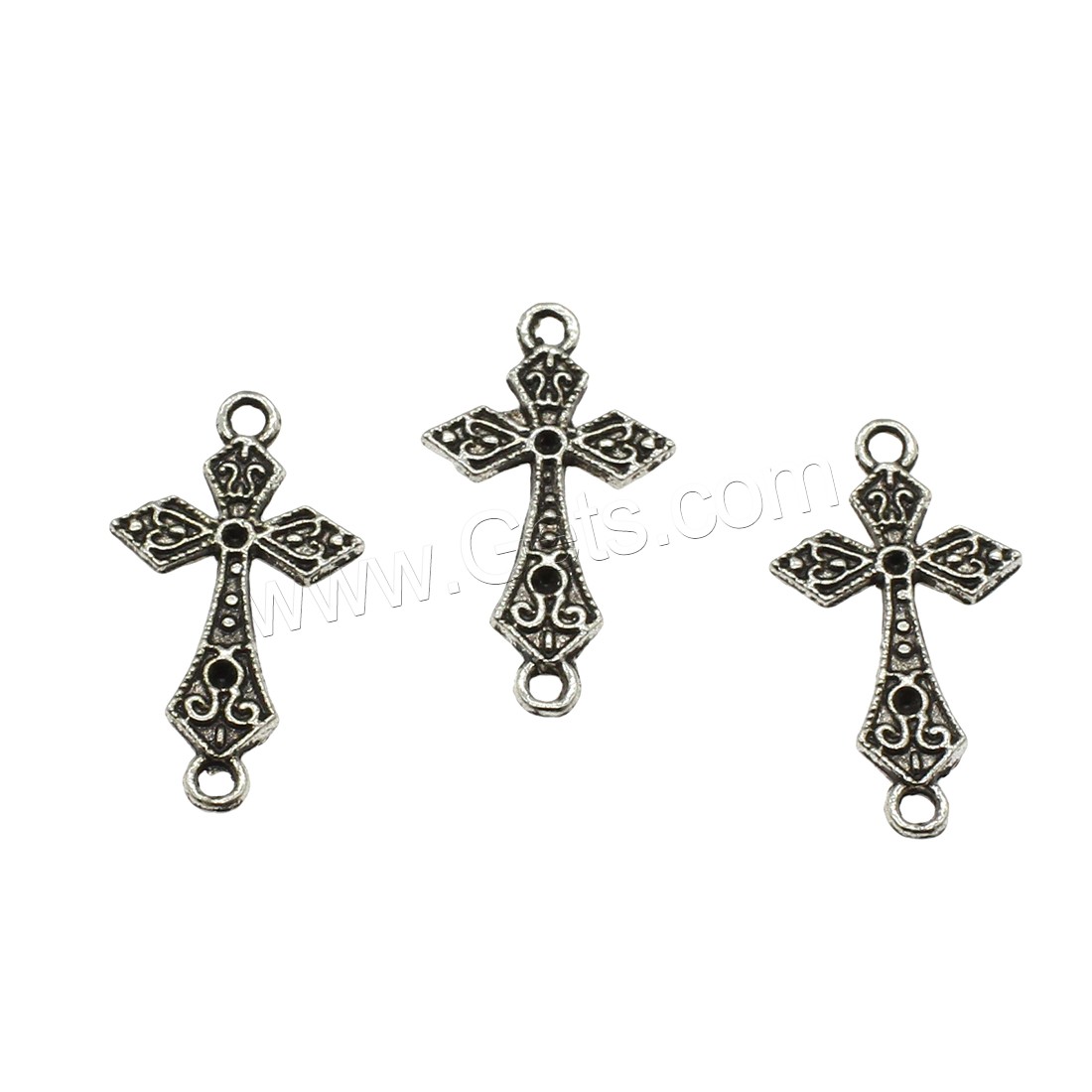 Zinc Alloy Charm Connector, Cross, plated, 1/1 loop, more colors for choice, 14x26x1.5mm, Hole:Approx 1.7mm, Approx 1000PCs/KG, Sold By KG