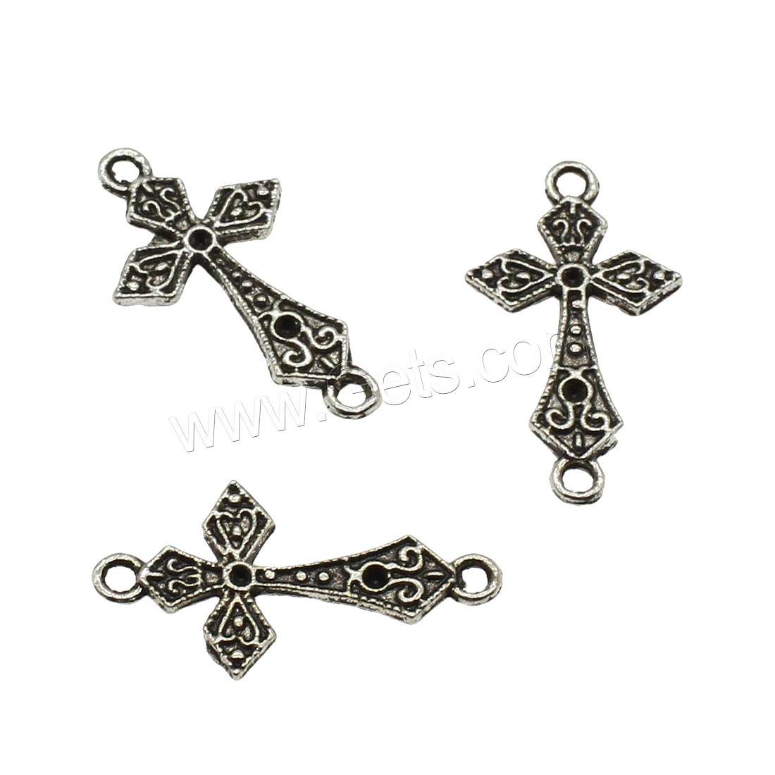 Zinc Alloy Charm Connector, Cross, plated, 1/1 loop, more colors for choice, 14x26x1.5mm, Hole:Approx 1.7mm, Approx 1000PCs/KG, Sold By KG