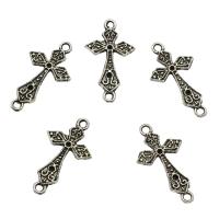 Zinc Alloy Charm Connector, Cross, plated, 1/1 loop Approx 1.7mm, Approx 