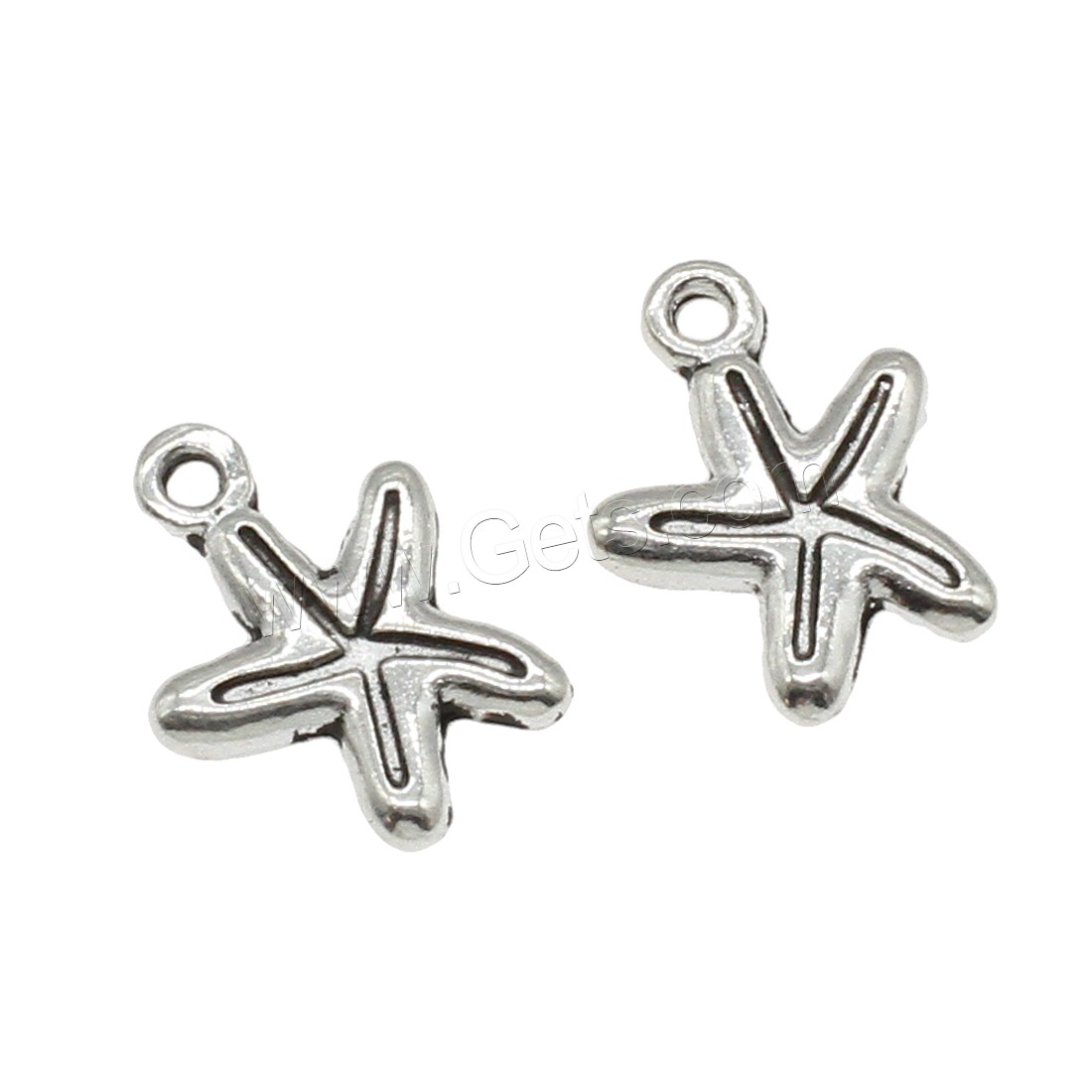 Zinc Alloy Jewelry Pendants, Starfish, plated, more colors for choice, 13x17x1.3mm, Hole:Approx 1.6mm, Approx 1000PCs/KG, Sold By KG