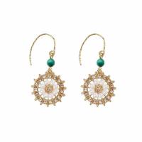 Zinc Alloy Rhinestone Drop Earring, with Gemstone & Glass Pearl, plated, for woman & with rhinestone 