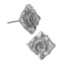 Brass Earring Stud Component, silver color plated, with loop 0.8mm Approx 1.5mm 