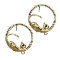 Brass Earring Stud Component, gold color plated, with loop 0.8mm Approx 1mm 