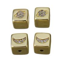 Cubic Zirconia Micro Pave Brass Beads, gold color plated, micro pave cubic zirconia Approx 1.5mm 