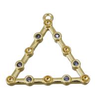 Cubic Zirconia Micro Pave Brass Pendant, Triangle, gold color plated, fashion jewelry & micro pave cubic zirconia Approx 1.5mm 