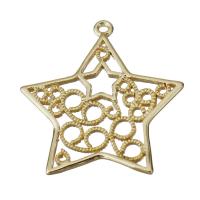 Brass Star Pendants, gold color plated, fashion jewelry & hollow Approx 1mm 