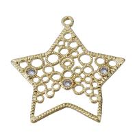 Brass Star Pendants, gold color plated, fashion jewelry & micro pave cubic zirconia & hollow Approx 1.5mm 