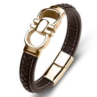 bracelet de cordon en PU , acier inoxydable, avec cuir PU, unisexe Vendu par PC