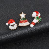 Zinc Alloy Brooch, gold color plated, Christmas Design & three pieces & for woman & enamel 