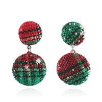 Zinc Alloy Asymmetric Earrings, with Cloth, stainless steel post pin, platinum color plated, Christmas Design & for woman, 17mm,25mm 