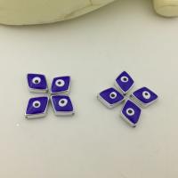 Mode Kunststoff-Perlen, Kunststoff, silberfarben plattiert, Emaille, blau, 1.65x1.3x0.5mm, 100PCs/Tasche, verkauft von Tasche
