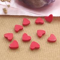 Coral Cabochons, Heart, polished red 