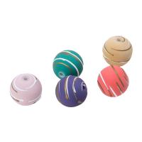 Mode Kunststoff-Perlen, Kunststoff, rund, Pinselführung, zufällig gesendet, gemischte Farben, 20mm, Bohrung:ca. 1mm, 500PCs/Tasche, verkauft von Tasche
