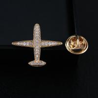 Broche de diamantes de imitación latón, metal, Avión, chapado, unisexo & con diamantes de imitación, más colores para la opción, 30mm, Vendido por UD