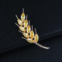 Cubic Zirconia Brooch, Brass, Wheat, plated, Unisex & micro pave cubic zirconia 