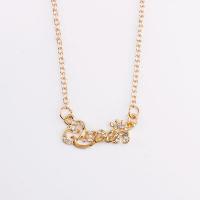 Rhinestone Zinc Alloy Necklace, with Rhinestone, plated, fashion jewelry & for woman 25mmX12mm Approx 19.29 Inch 