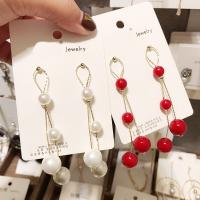 Plastic Pearl Zinc Alloy Earring, with Plastic Pearl, plated, for woman 