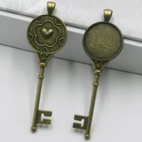 Zinc Alloy Pendant Cabochon Setting, Key, antique bronze color plated, fashion jewelry & DIY, 25mm 