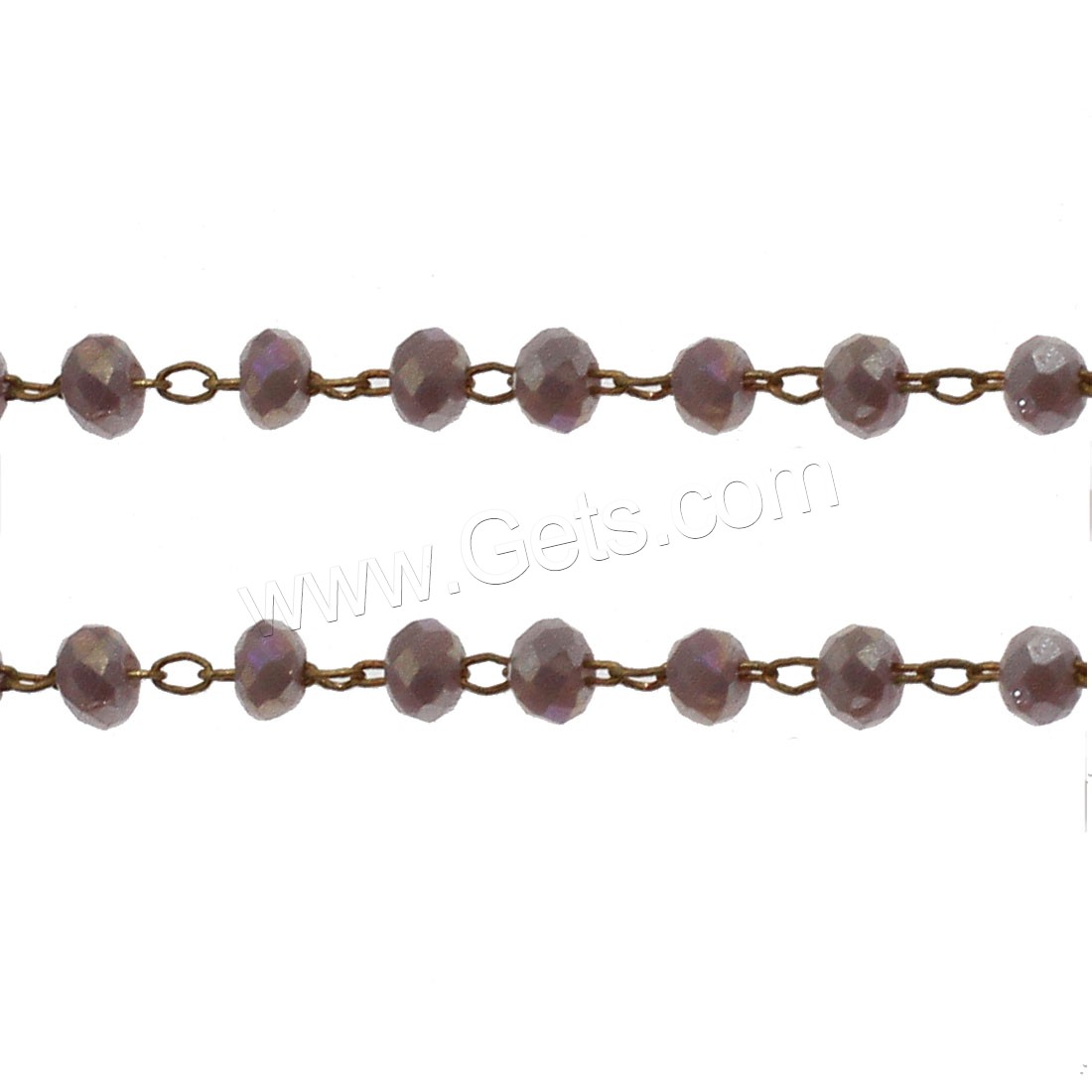 Brass Curb Chain, Mixed Material, with Crystal, different materials for choice & faceted, more colors for choice, 3*2mm, Sold By m