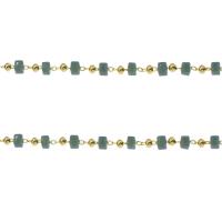 Brass Curb Chain, with Crystal, Square, gold color plated, faceted 2.5*2mm 