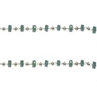 Brass Curb Chain, with Crystal, Square, silver color plated, faceted 2.5*2mm 
