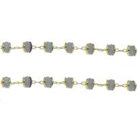 Brass Curb Chain, with Crystal, gold color plated, faceted 4mm 