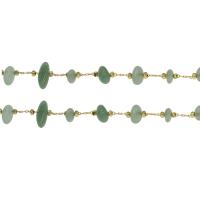 Brass Chain, with Gemstone, gold color plated 7*5*4mm-16*7*3mm 