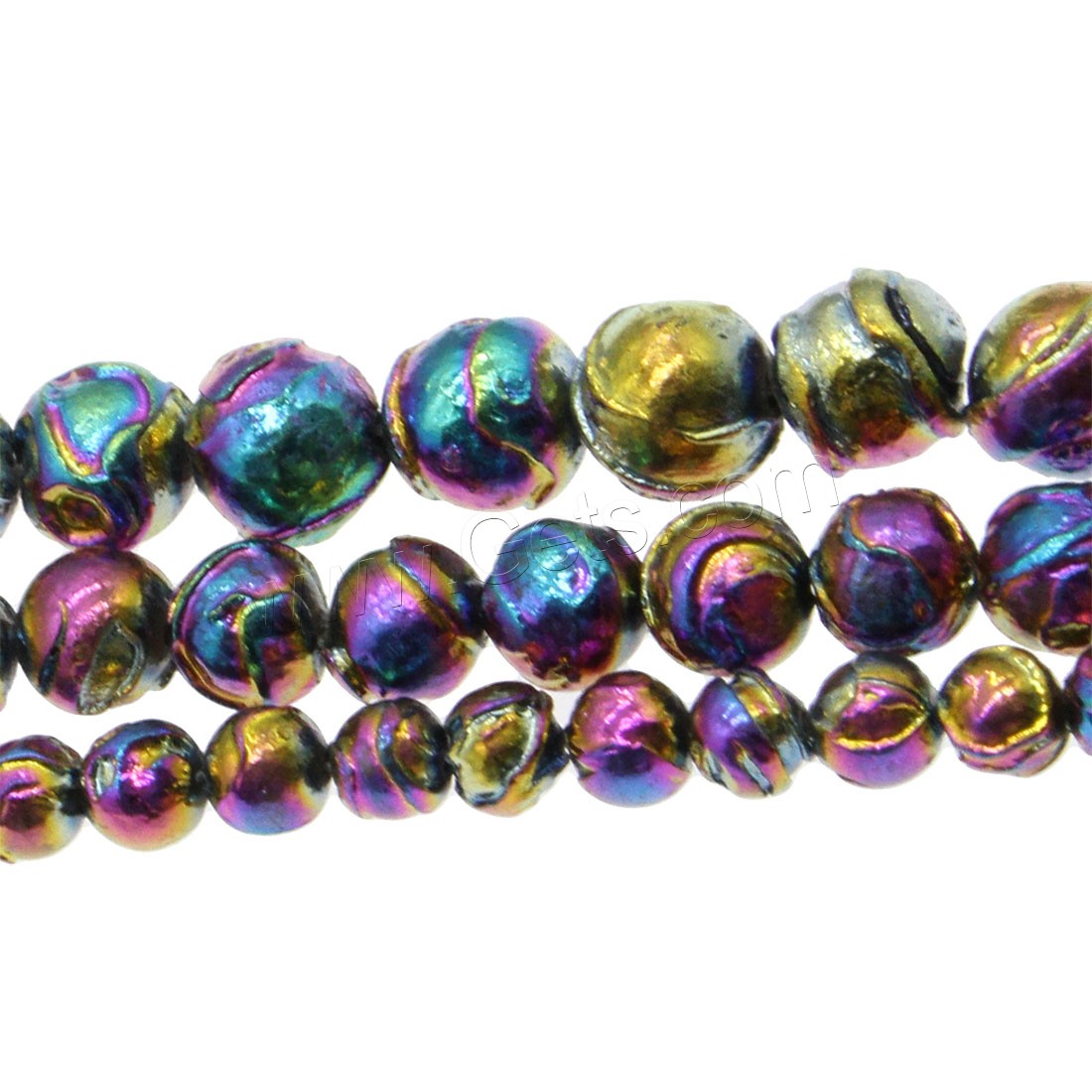 Marine Fossil Beads, colorful plated, different size for choice, Hole:Approx 1mm, Length:Approx 14.9 Inch, Sold By Strand