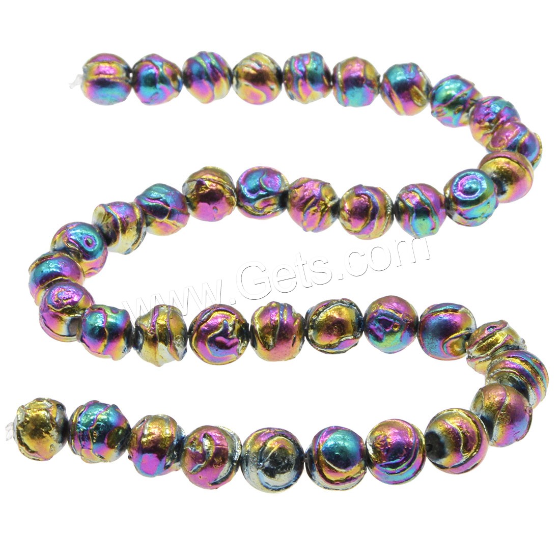 Marine Fossil Beads, colorful plated, different size for choice, Hole:Approx 1mm, Length:Approx 14.9 Inch, Sold By Strand